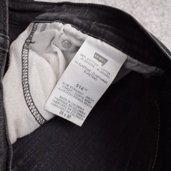 VTG Y2K Levi's 514 Straight Leg Classic Fit 38x30 Dark Wash Black Denim Jeans - Picture 6 of 13